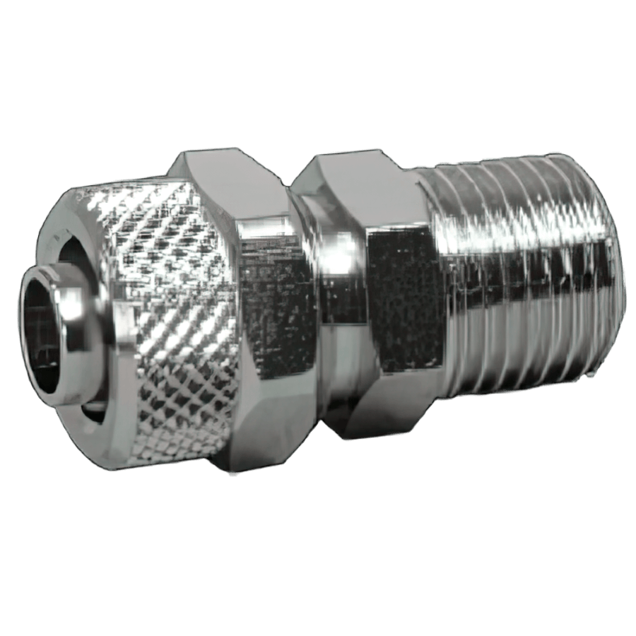 Luftanschlußnippel 1/4 ``, für 10 mm Schlauch, gerade, konisch vernickelt
